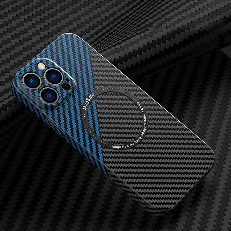 Carbon Fiber Magnetic Wireless Charger Phone Case For iPhone