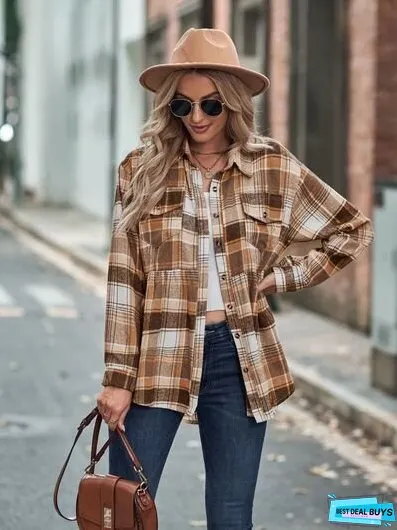 Plaid Button Up Dropped Shoulder Shirt
