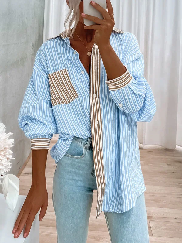 casual daily striped ladies shirt