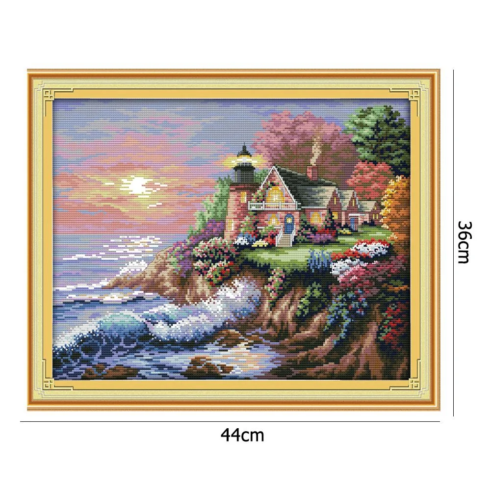 14ct Stamped Cross Stitch - Seaside Lighthouse(44*36cm)