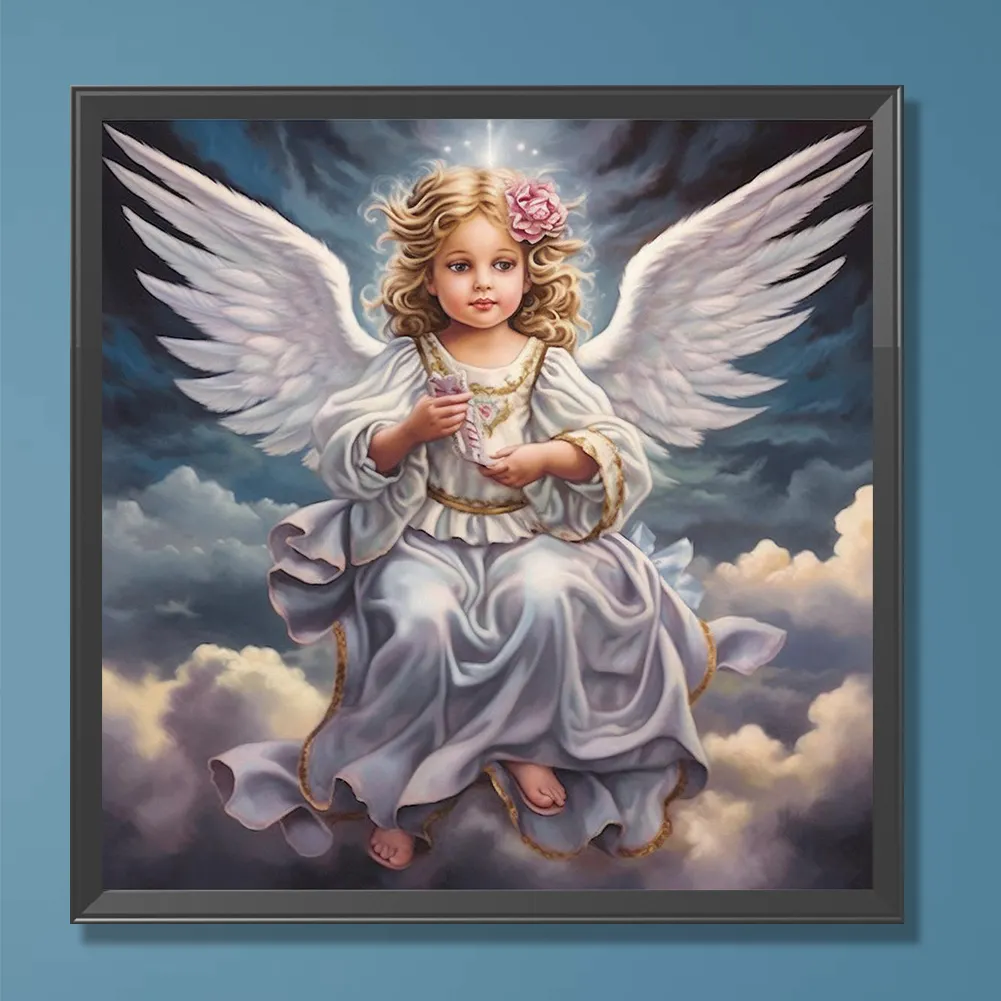 Diamond Painting - Full Round Drill - Angel Girl(Canvas|30*30cm)