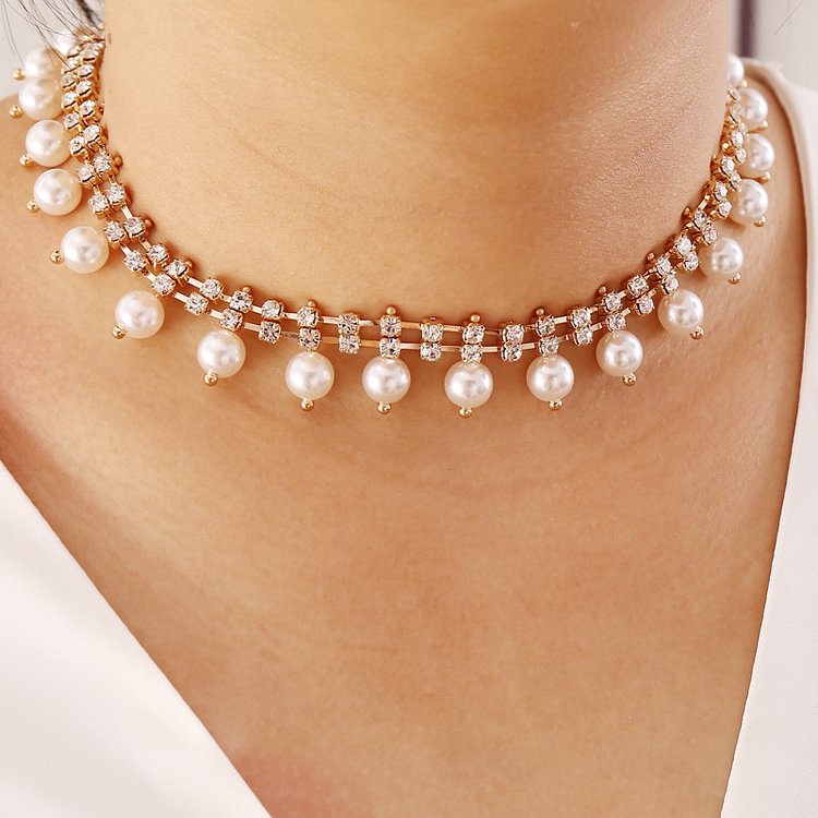 Heart Layered Diamond Crystal Necklace KERENTILA
