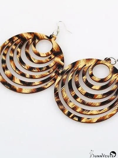 Geometric hollow wooden earrings