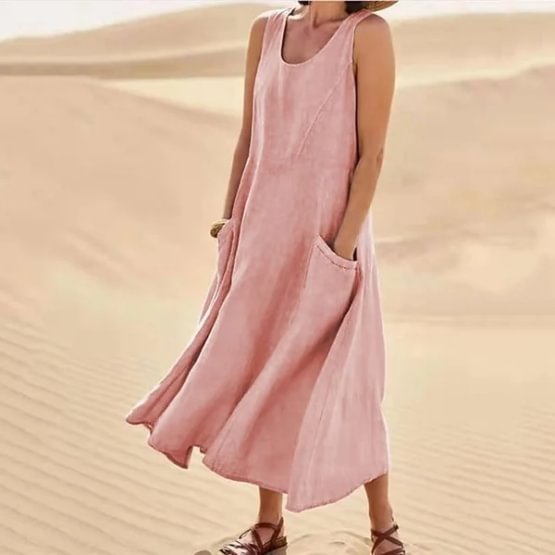 🔥 Last Day Promotion 49% OFF 🔥Women's Sleeveless Cotton And Linen Dress- Buy 2 Free Shipping
