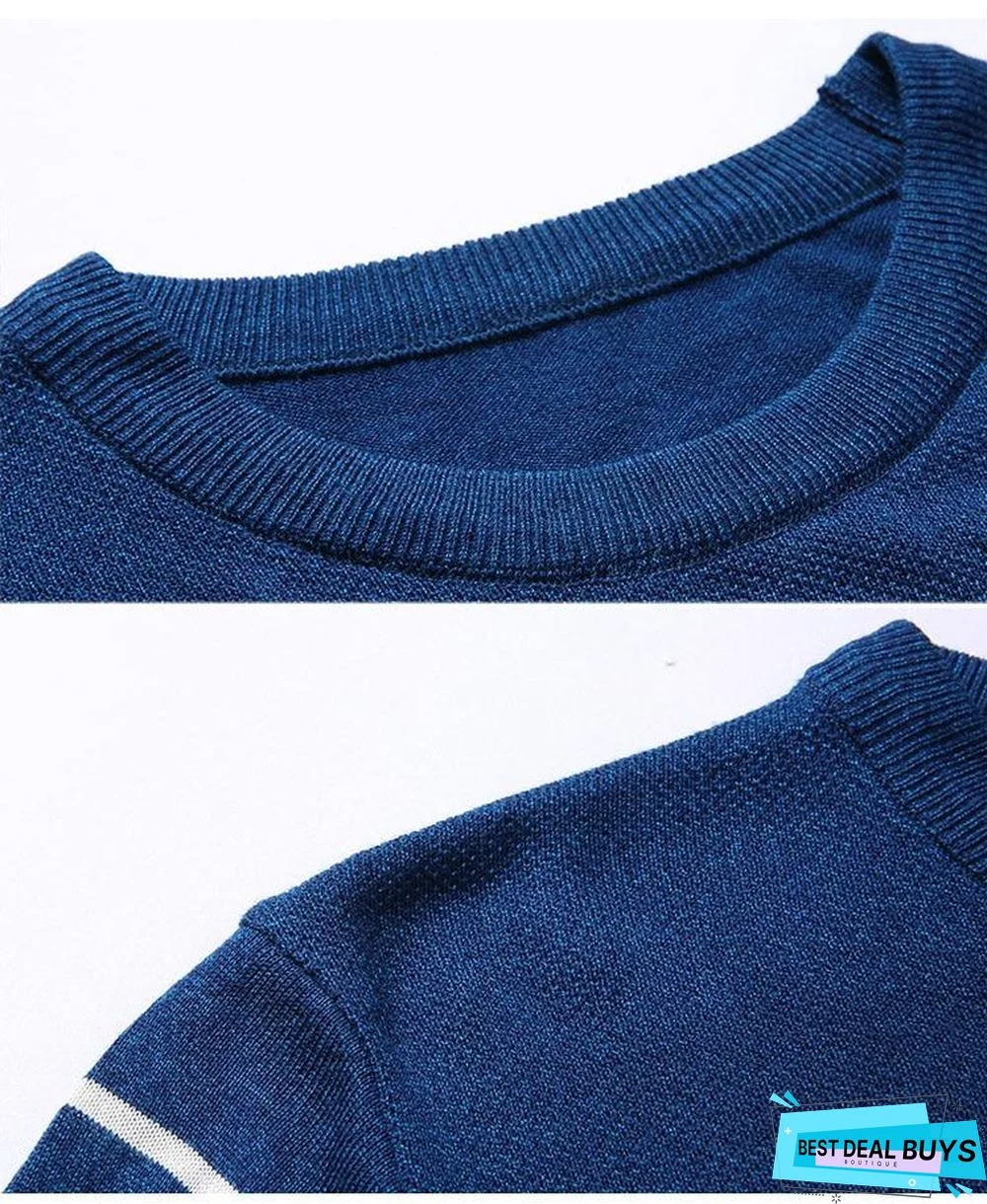 Male Pullover Sweater Men Knitted Jersey Striped Sweaters Men's Knitwear Clothes Tops