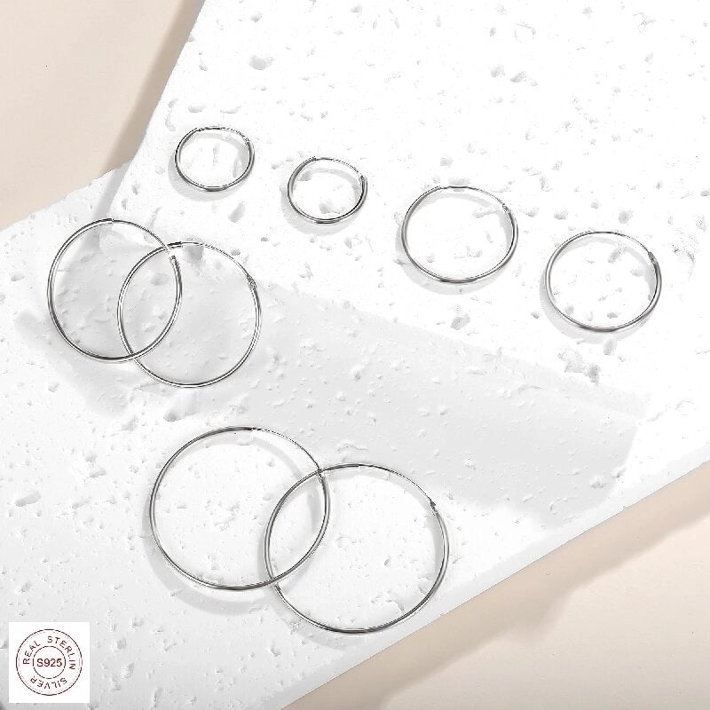 925 Sterling Silver Circle Hoop Earrings