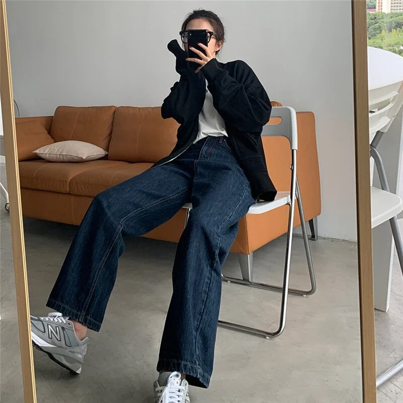 Jeans Women Oversize 5XL Ins Trendy High Waisted Denim Wide Leg Trousers Autumn Popular All-match High Street Ladies Casual New