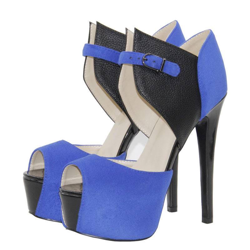VCSHOES Peep Toe Platform High Heel Patchwork Sandals
