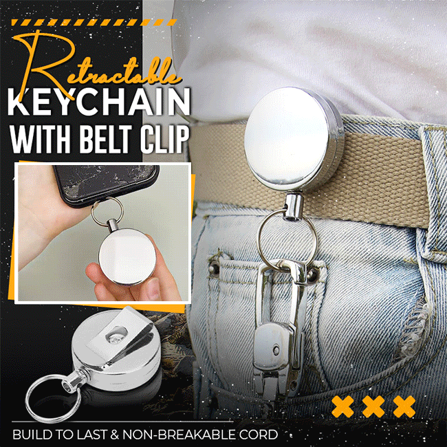 Retractable Keychain With Belt Clip (2 PCS)