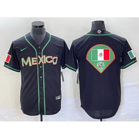 Men's Mexico Baseball 2023 Black World Baseball Classic Team Big Logo Stitched Jersey 9T6S