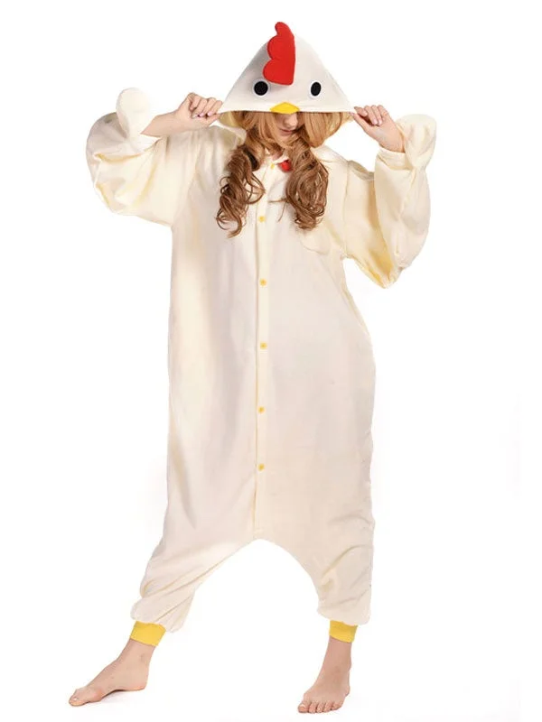 Chicken Kigurumi Pajama Adult Onesie Beige Mascot Sleepwear Halloween Costume Novameme