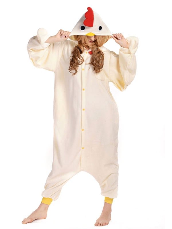 Chicken Kigurumi Pajama Adult Onesie Beige Mascot Sleepwear Halloween Costume Novameme