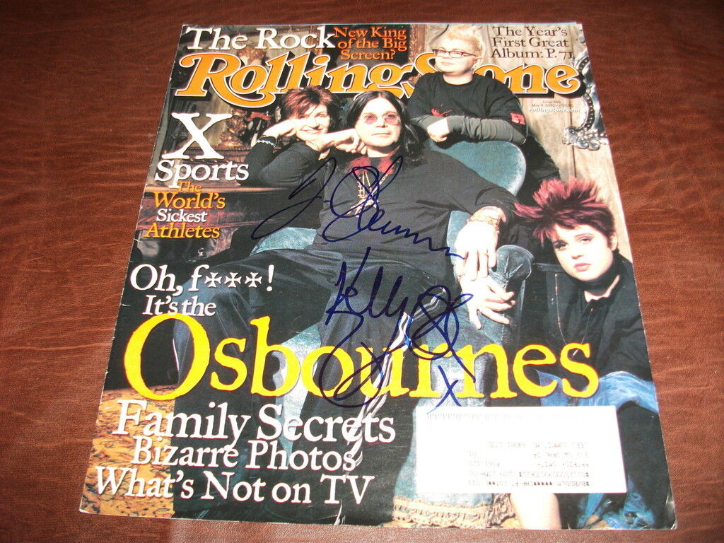 Osbournes x2 Signed Rolling Stone Magazine Cover Photo Poster painting