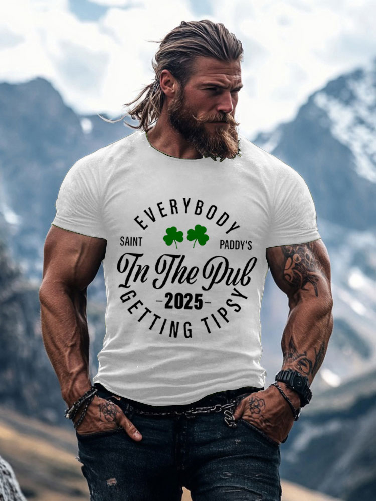 Comstylish Men's Everybody In The Pub Getting Tipsy St. Patrick's Day Print Casual T-shirt