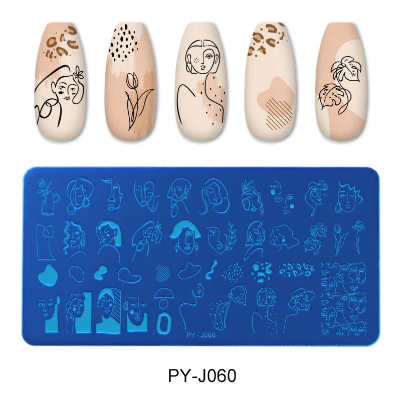 PICT YOU Nail Stamping Plates Characters Pattern Nail Art Plate Stencil Line Pictures People Theme Image Plates Template Tool-Nail Inspo
