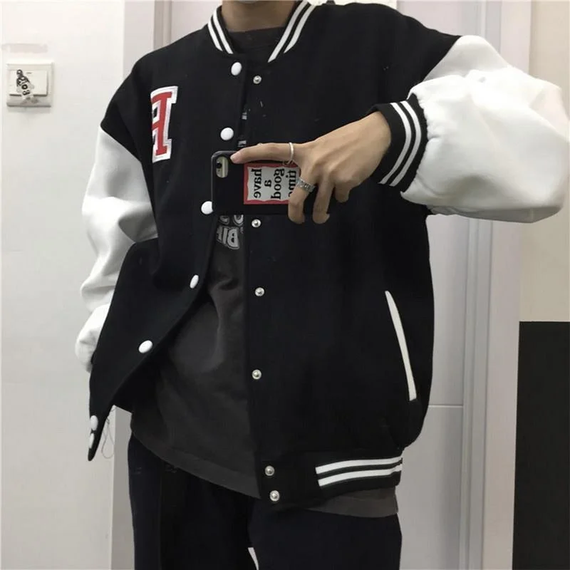 Autumn Baseball Jackets For Women Men Couple Jacket Hip Hop Tops College Style Button Up Baseball Uniform Gothic Bomber Jacket