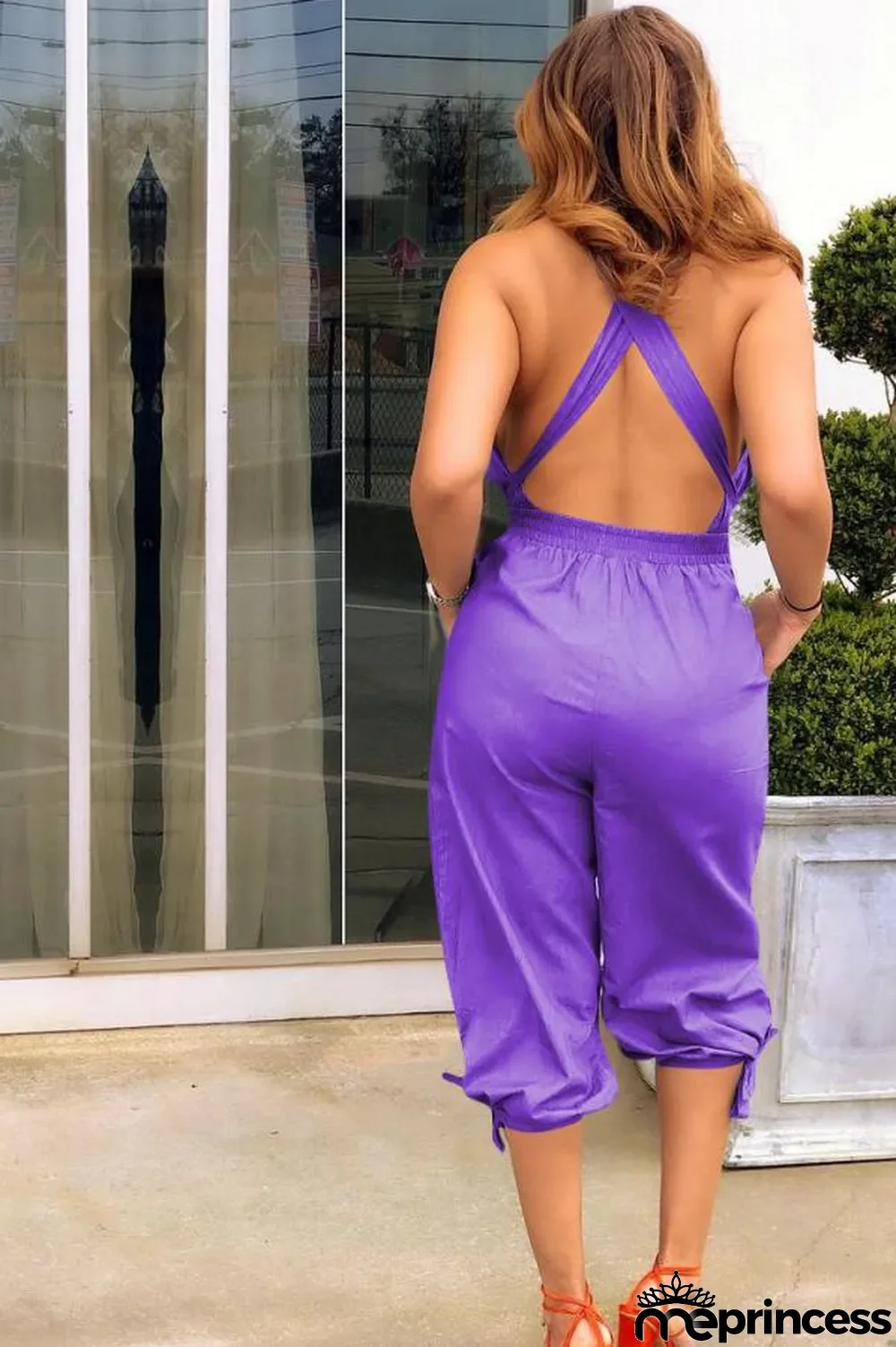 Light Blue Fashion Sexy Solid Patchwork Polyester Sleeveless V Neck