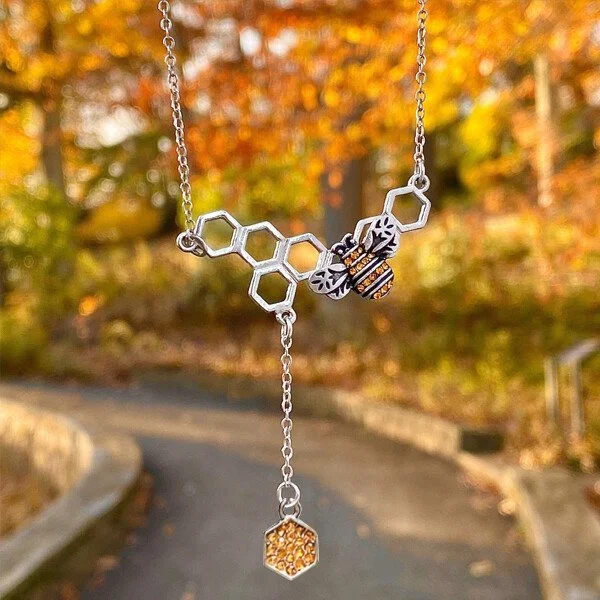 925 Bee Honeycomb Pendant Necklace