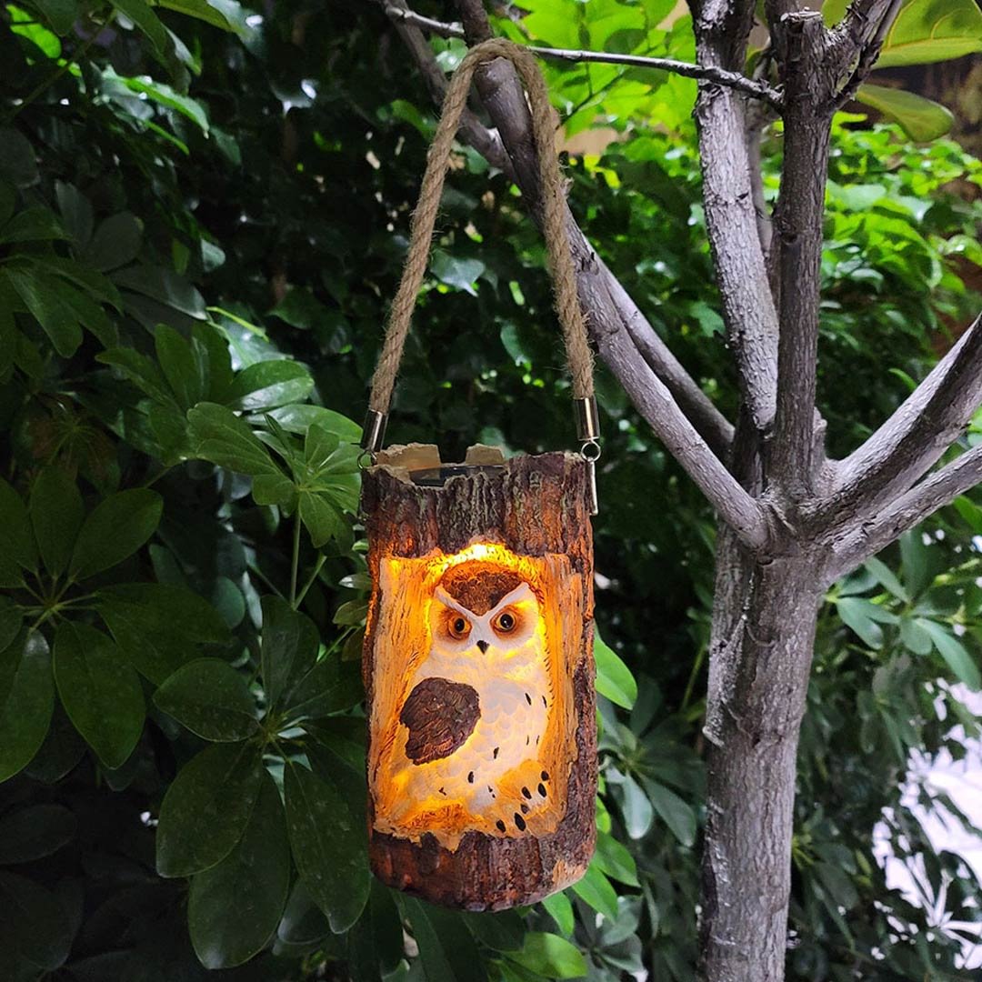 Solar Tree Stump Owl Night Light