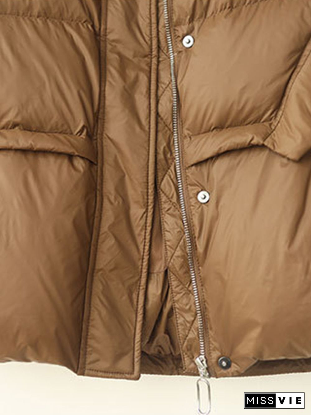 Original Creation Loose Sleeveless Solid Color Zipper High-Neck Vest Outerwear