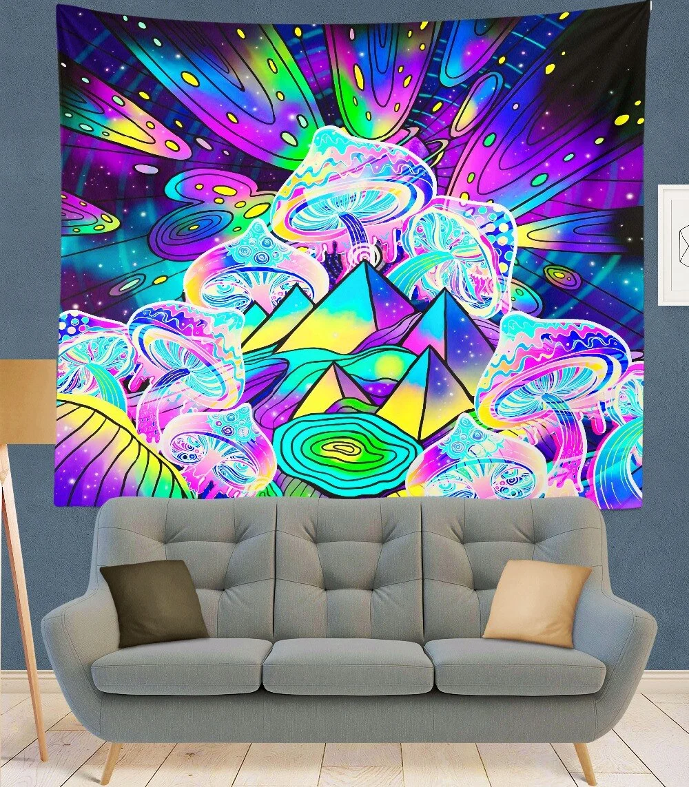 India Mandala Tapestry purple mushroom Wall Hanging Boho Decor Wall Cloth Tapestries Psychedelic Hippie Mandala Wall Carpet
