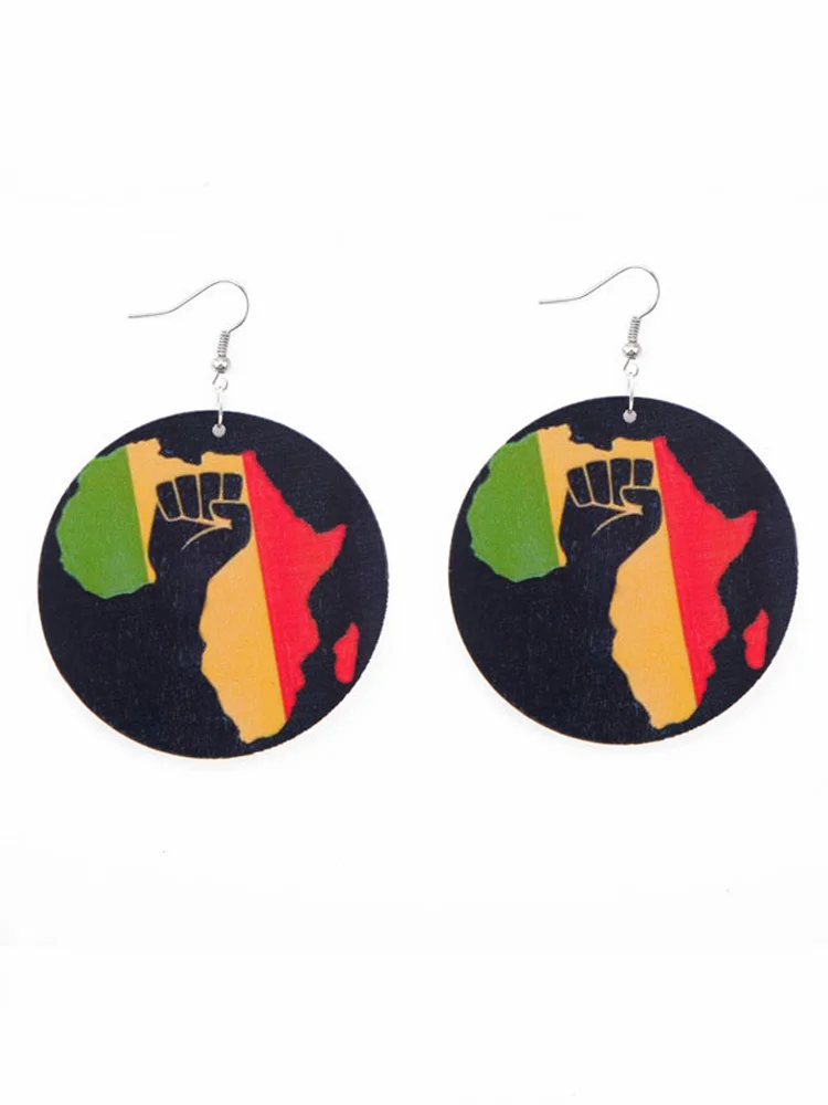 Wearshes Black Pride Contrast Color Wooden Earrings