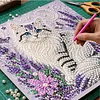 Lavender Cat 3D Bead Art Kit DIY Animal Pattern Framed Canvas Home Wall