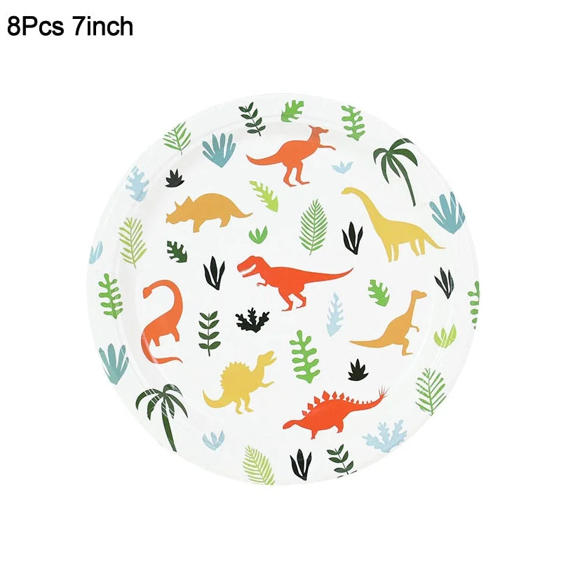 Dinosaur Theme Disposable Tableware Happy Birthday Banner Dinosaur Birthday Decorations Safari Jungle Party Supplies Baby Shower
