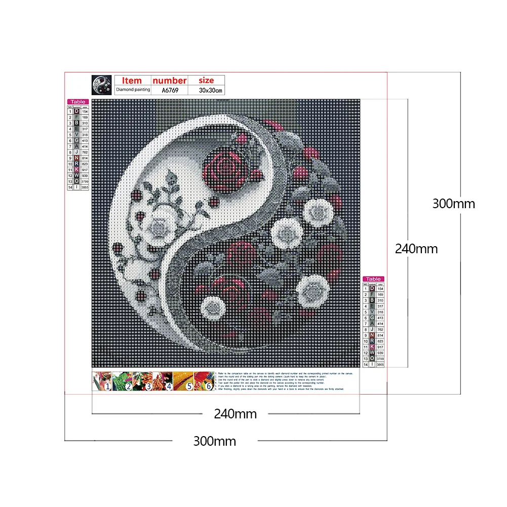 Diamond Painting - Full Round Drill - Yin Yang Flower(30*30cm)