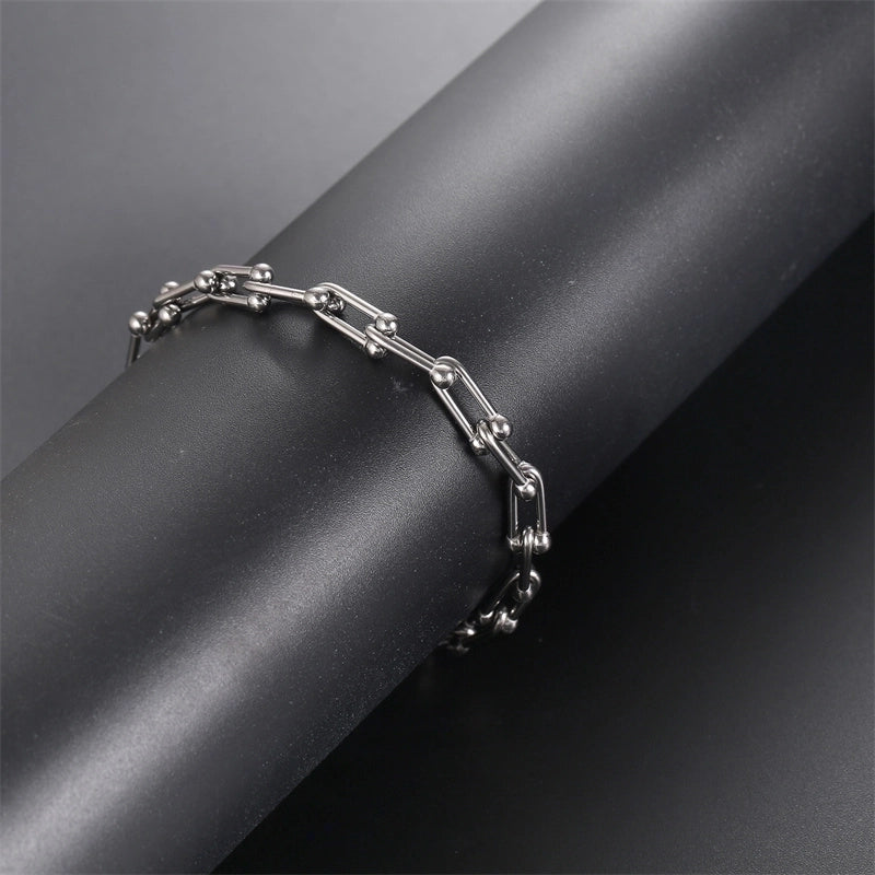 Casual Minimalist Classic Style Solid Color Stainless Steel Titanium Steel Gold Plated Bracelets In Bulk