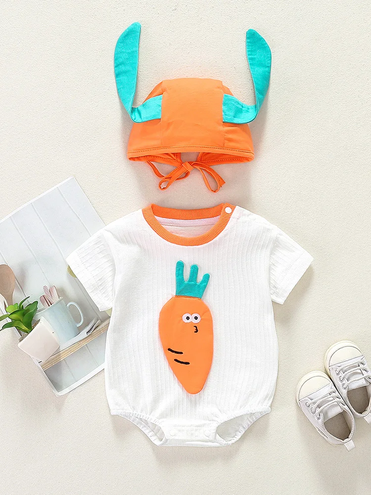 2pcs Baby Toddler Boy Lovely Fruit Bodysuit & Hat Set