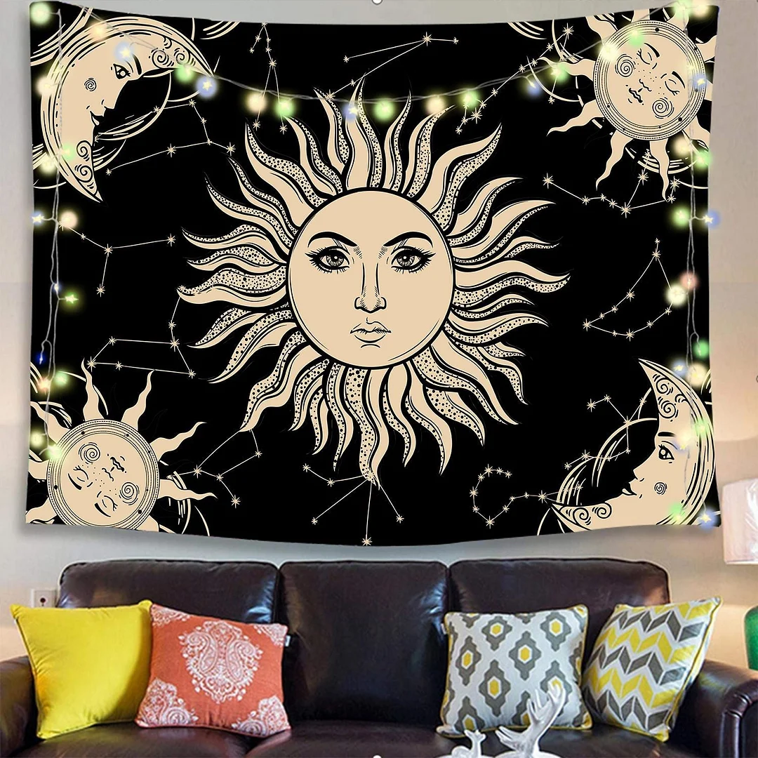 India Mandala Tapestry Boho Decor Wall Cloth Hippie Butterfly Life Tree Blanket Mushroom Sun Moon Wall Carpet