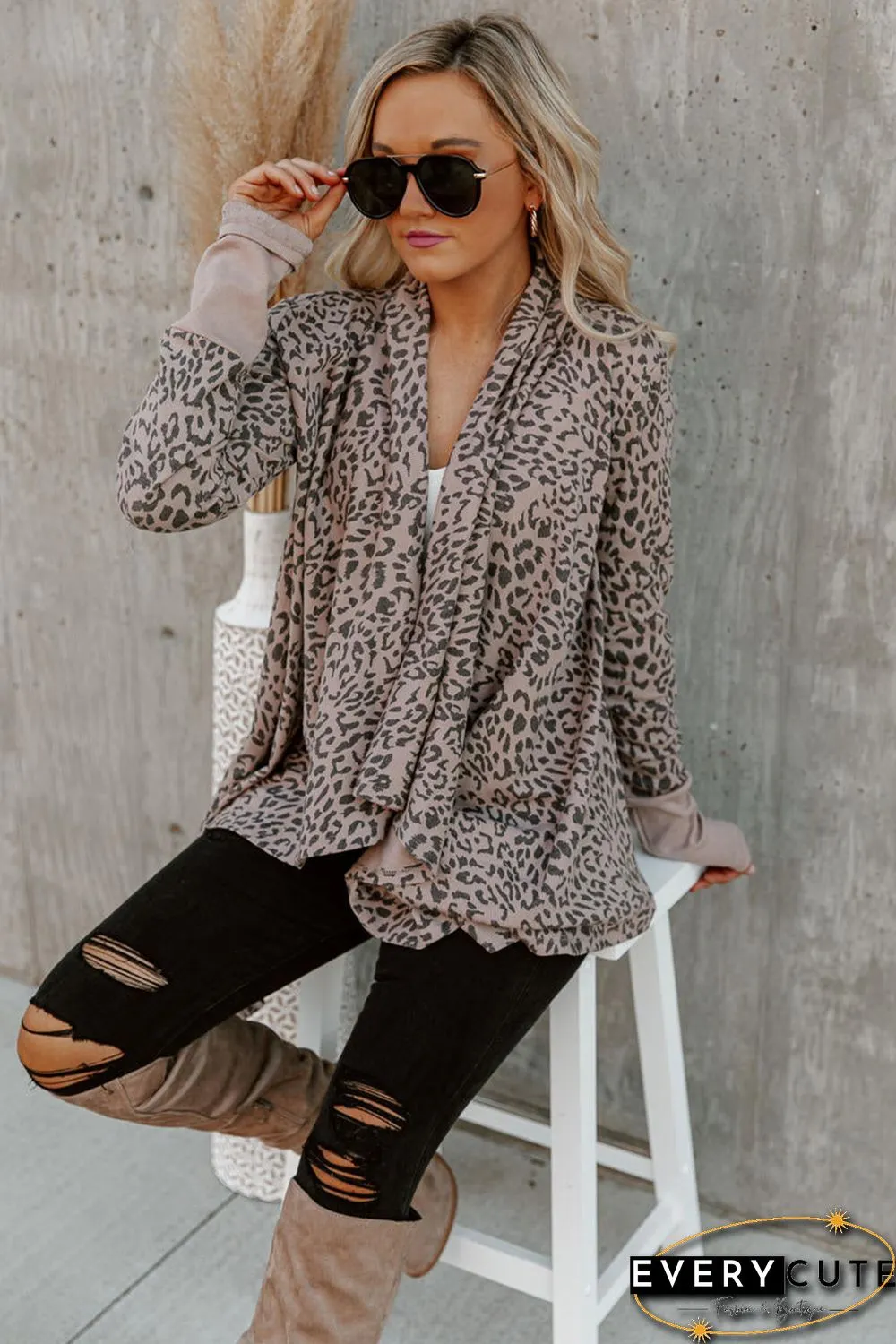 Leopard Open Front Cardigan