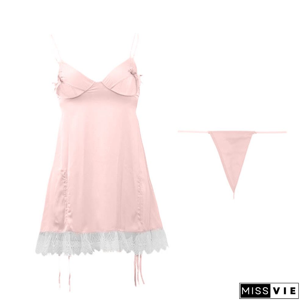 Lace Drawstring Sexy Slip Nightdress