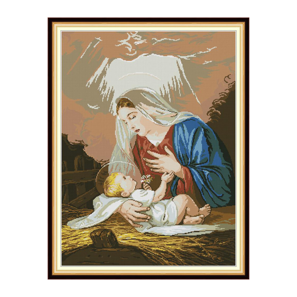 

Madonna and Child - 14CT Stamped Cross Stitch - 55*71CM (Big Size), 501 Original