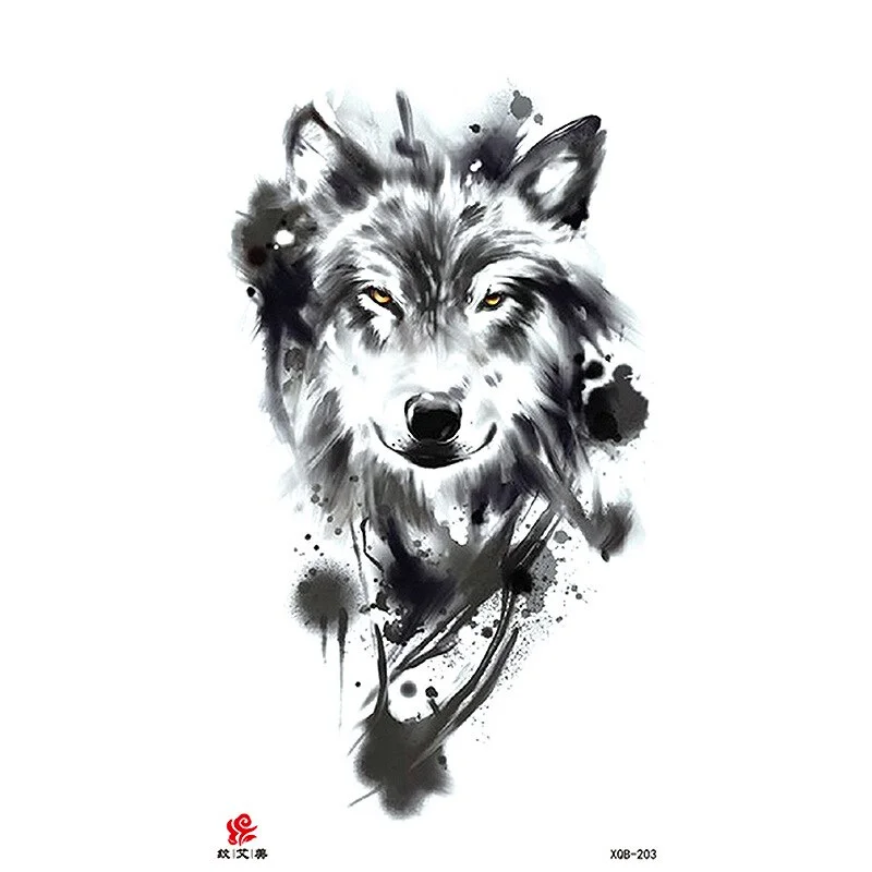 Sdrawing Temporary Tattoo Sticker Flash Tattoos Skull Snake Wolf Blue Pink Rose Flowers Body Art Arm Fake Sleeve Tatoo Women