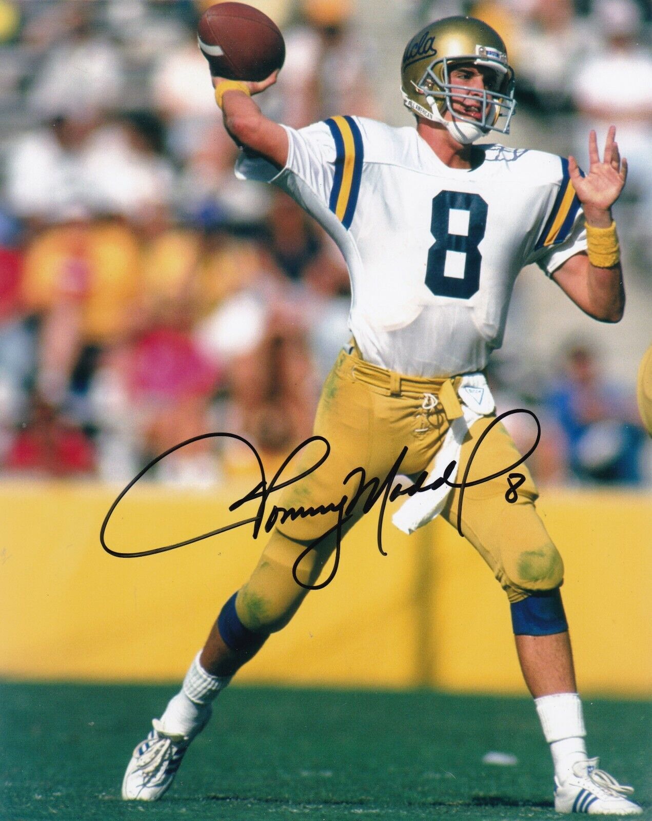 TOMMY MADDOX UCLA BRUINS ACTION SIGNED 8X10