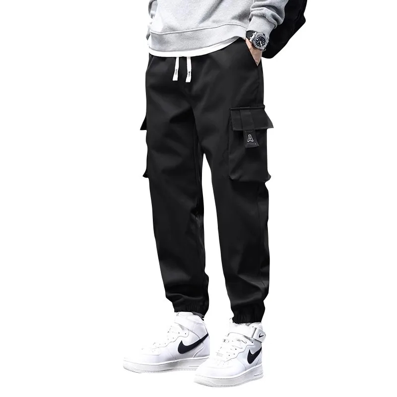 Gamintor Funky hip-hop broad-leg overalls function casual pants funky casual pants with baggy pockets with pants