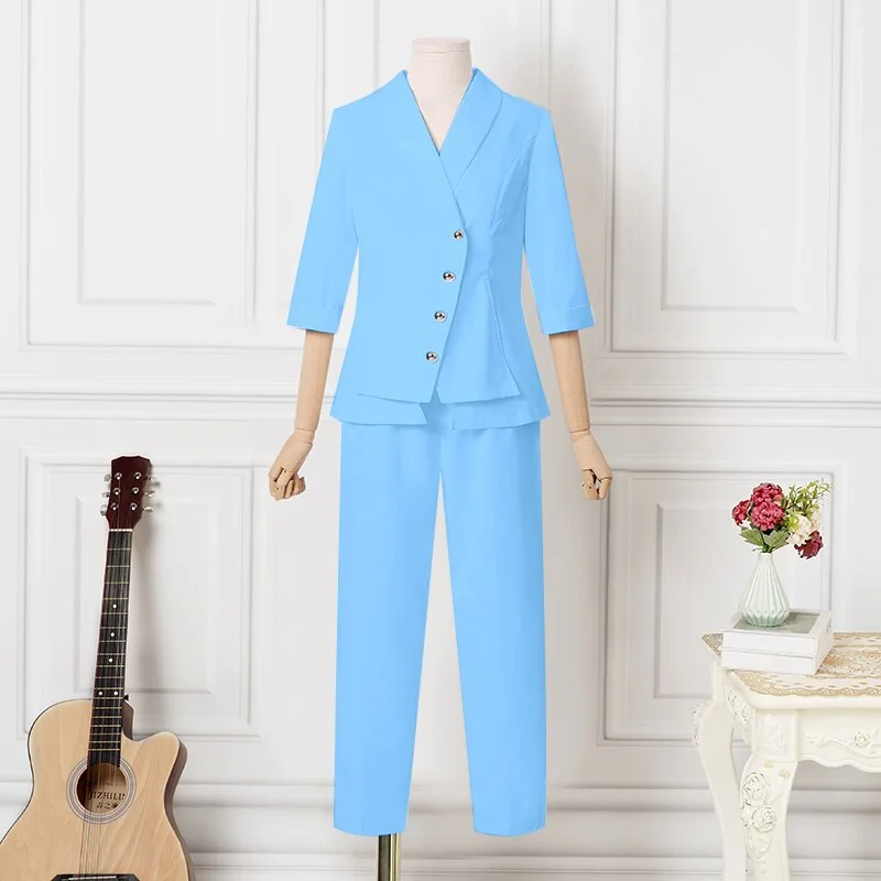 Women Long Sleeve Lapel Suit 2022 Casual Blazer Ropa De Mujer Jackets VONDA OL Office Formal Coats Long Trousers Suits 2PCS