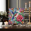Framed Diamond Painting - Special Shaped - Rose Flowers and Hummingbird(25x25cm)