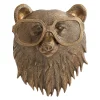 Sculpture murale avec t&ecirc;te d'animal avec lunettes, pendentif animal en r&eacute;sine d&eacute;coration murale