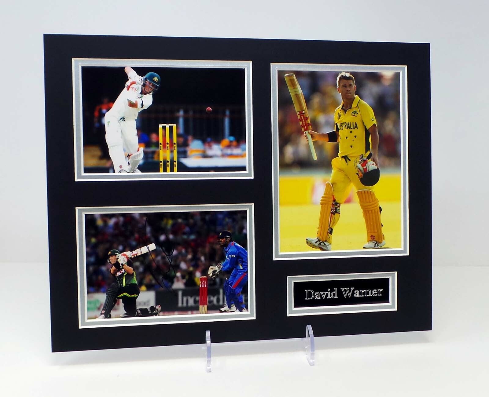 David WARNER Signed Mounted Photo Poster painting Display AFTAL RD COA Australian Cricket