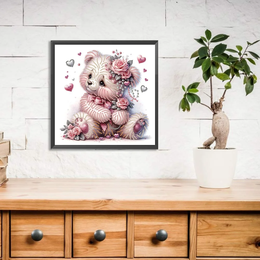 Diamond Painting - Partial Special Shaped Drill - Love Bear(Canvas|30*30cm)