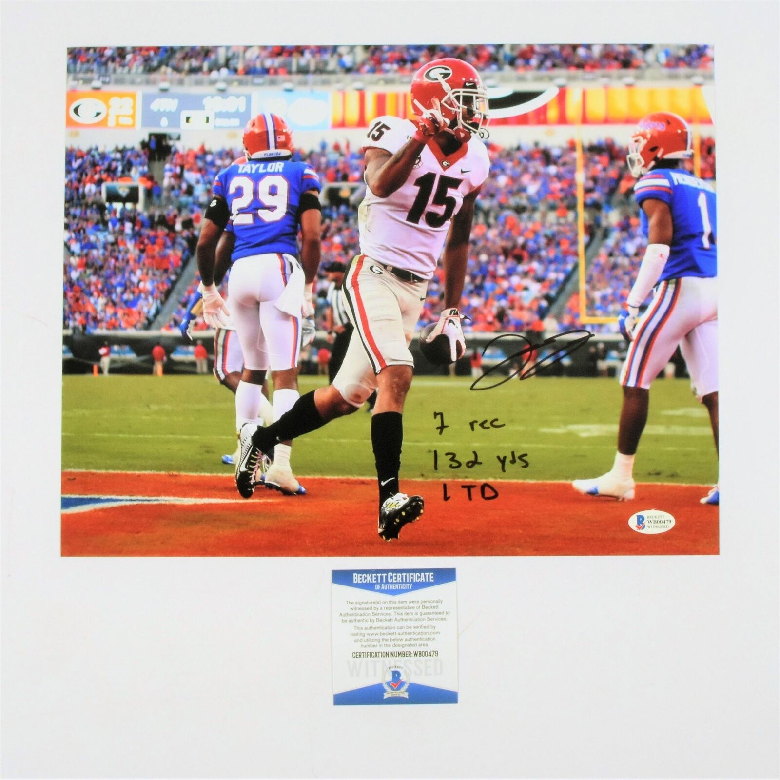 Lawrence Cager Signed 11x14 Photo Poster painting Georgia Bulldogs Game Stats Inscribed Beckett