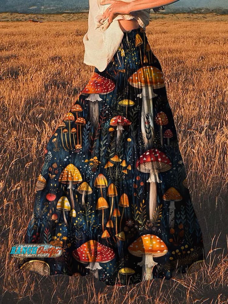 Women’s Sewant Mushrooms Print Cotton Pocket Skirt Multicolor / S