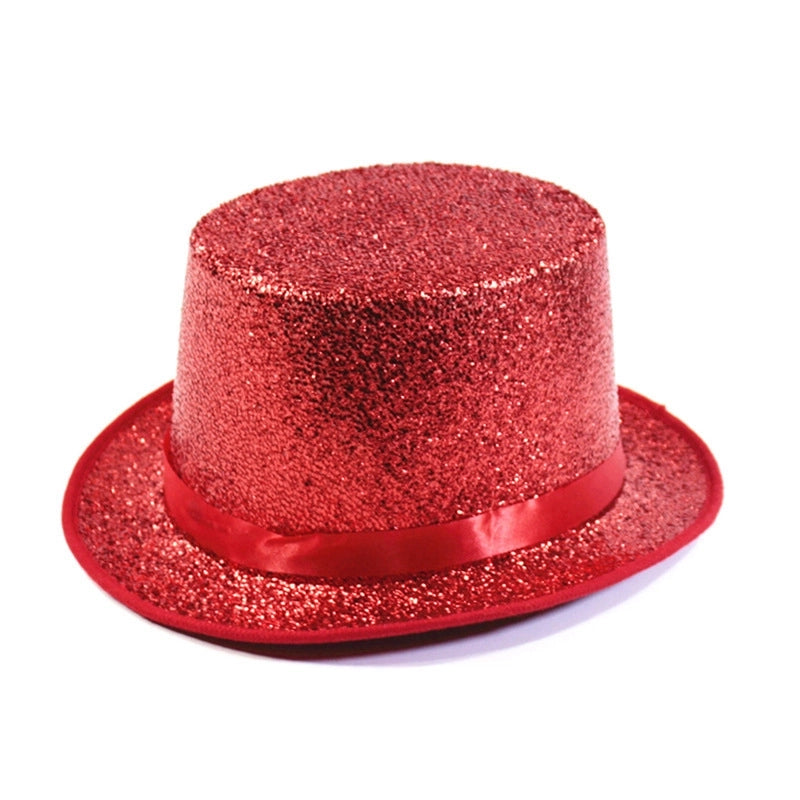 High Hat Retro British Gentleman Jazz Hat Magician Hat Performance Sequin Hat Rain Silk High Barrel Top Hat Non-woven Fabric