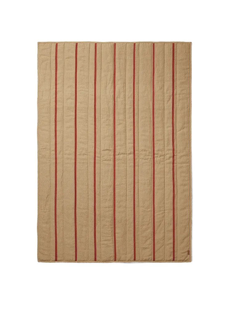 Grand Quilted Blanket - Camel/Red