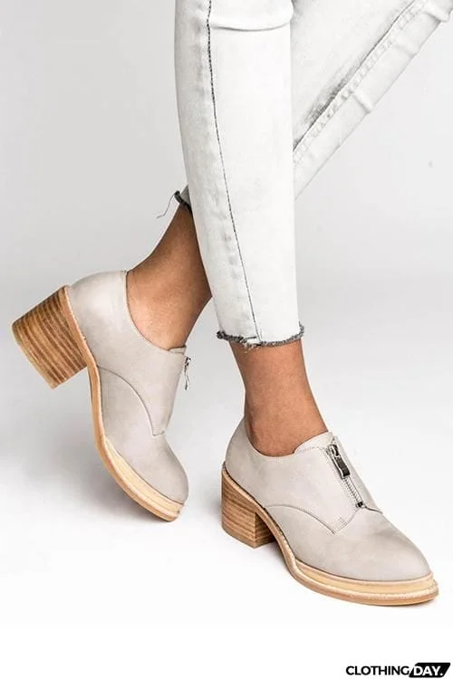 Zipper Mid Heel Pumps