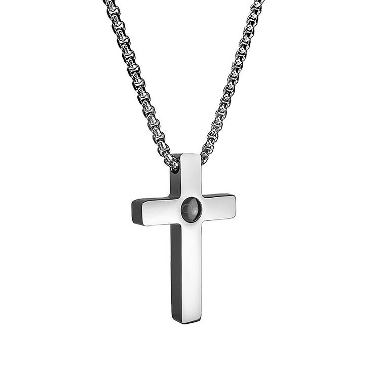 Personalized Cross photo necklace