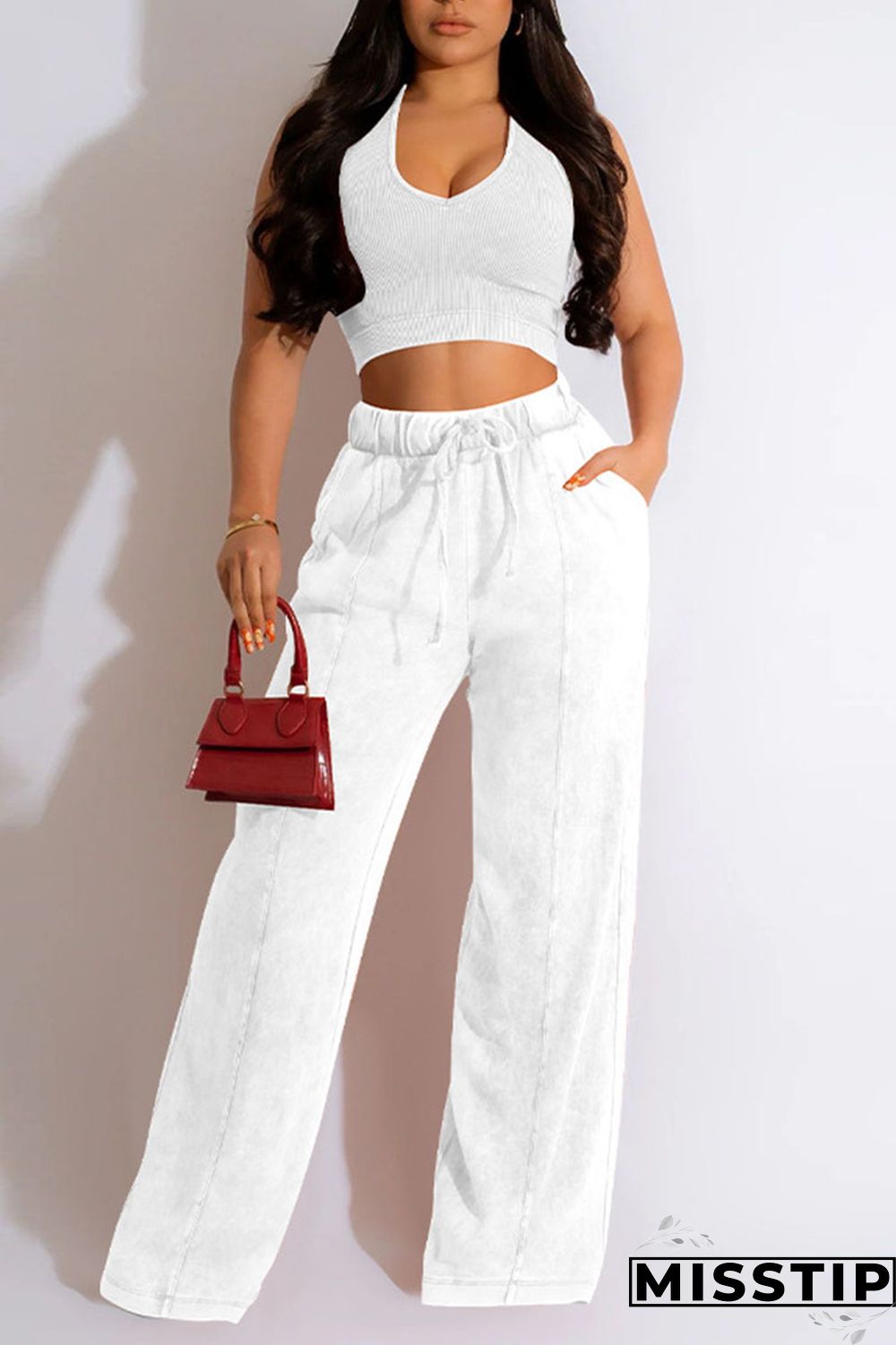 Blue Casual Solid Patchwork O Neck Sleeveless Two Pieces